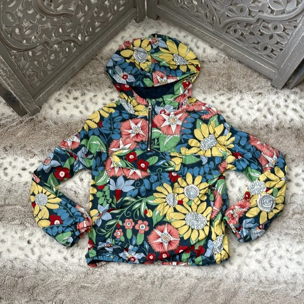 Gymboree raincoat girls medium pastel floral waterproof hoodie jacket school